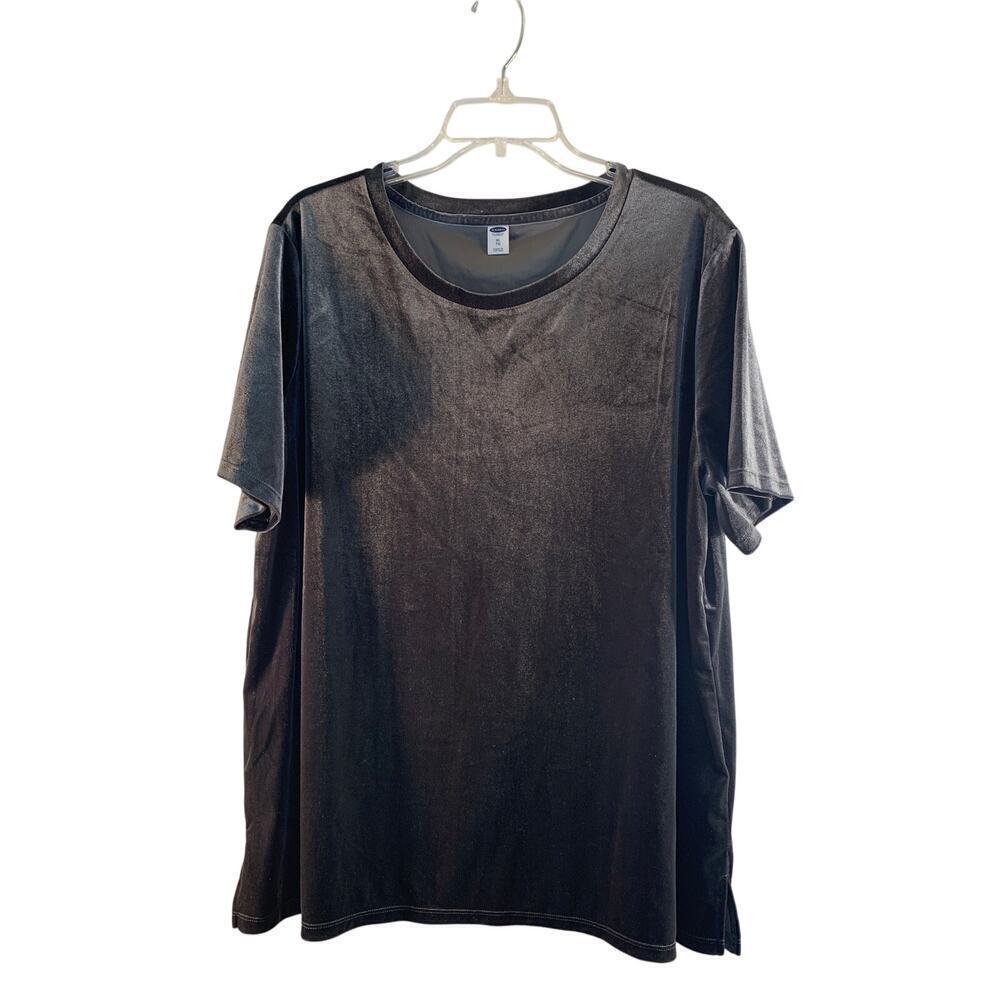 OLD NAVY Women’s Charcoal Velveteen Short Sleeve Pullover Top / Size: XL